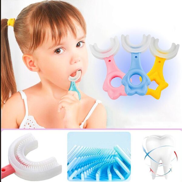 Escova De Dentes Infantil De Silicone Formato Em U 360º Grau